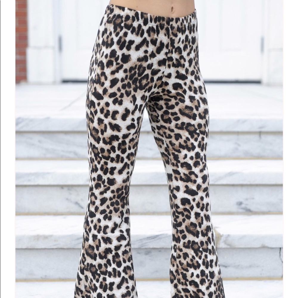 NWOT Leopard Print Bell Bottom Pants